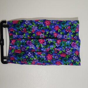 Liz Claiborne Petite Floral Silk Lined Skirt Purple Blue Pink Green
